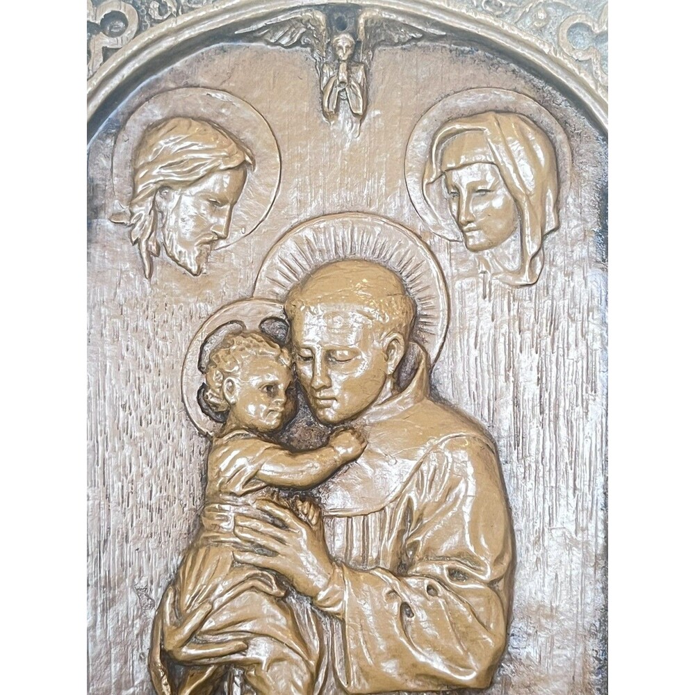 Vintage Saint Anthony Pray For Us / Wall Plaque 4.5” Religious Decor / Catholic